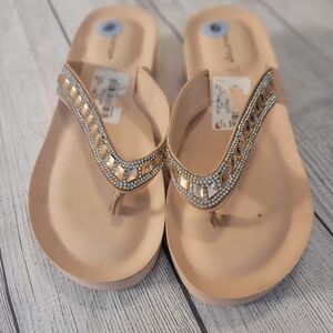 Elegant Tan Sandals with Gold Accents
